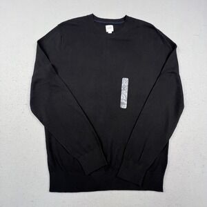 Gap Core Cotton Sweater Mens Medium Black Crewneck Long Sleeve Knit Minimalist